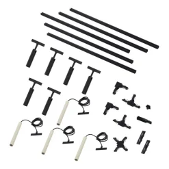 QAZQA Deckenstrahler|Aufbaustrahler*Modernes Schienensystem mit 6 Strahlern und 4 Pendelleuchten Beige mit Schwarz 1-phasig - Slimline Uzzy Keno