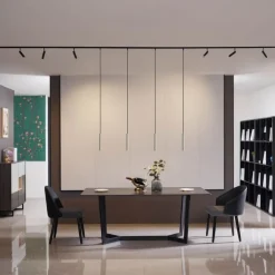 QAZQA Deckenstrahler|Aufbaustrahler*Modernes Schienensystem mit 6 Strahlern und 4 Pendelleuchten Beige mit Schwarz 1-phasig - Slimline Uzzy Keno