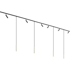 QAZQA Deckenstrahler|Aufbaustrahler*Modernes Schienensystem mit 6 Strahlern und 4 Pendelleuchten Beige mit Schwarz 1-phasig - Slimline Uzzy Keno