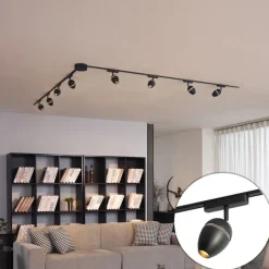 QAZQA Led-Strahler|Deckenstrahler*Modernes Schienensystem mit 8 schwarzen Strahlern 1-phasig - Magnetic Eggy