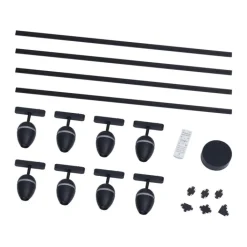 QAZQA Led-Strahler|Deckenstrahler*Modernes Schienensystem mit 8 schwarzen Strahlern 1-phasig - Magnetic Eggy