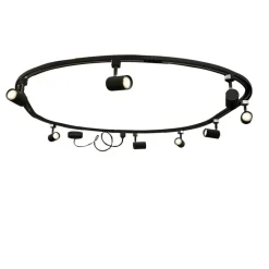 QAZQA Deckenstrahler|Aufbaustrahler*Modernes Schienensystem mit 8 schwarzen Strahlern, 1-phasig, oval, 200cm - Iconic Jeana
