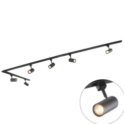 QAZQA Schlafzimmerlampen|Küchenlampen*Modernes Schienensystem mit 6 schwarzen Strahlern 1-phasig 300cm - Iconic Jeana