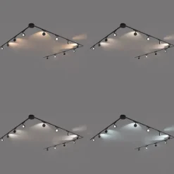 QAZQA Led-Strahler|Aufbaustrahler*Modernes Schienensystem mit 12 schwarzen Strahlern 1-phasig - Magnetic Lance