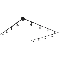 QAZQA Led-Strahler|Aufbaustrahler*Modernes Schienensystem mit 12 schwarzen Strahlern 1-phasig - Magnetic Lance
