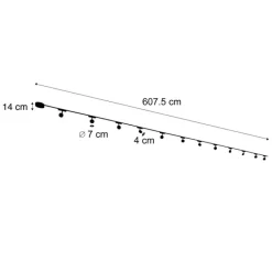 QAZQA Led-Strahler|Aufbaustrahler*Modernes Schienensystem mit 12 schwarzen Strahlern 1-phasig - Magnetic Lance