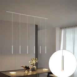 QAZQA Deckenstrahler|Aufbaustrahler*Modernes Schienensystem mit 6 weißen Pendelleuchten 1-phasig - Slimline Keno