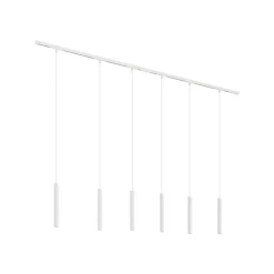 QAZQA Deckenstrahler|Aufbaustrahler*Modernes Schienensystem mit 6 weißen Pendelleuchten 1-phasig - Slimline Keno
