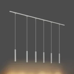 QAZQA Deckenstrahler|Aufbaustrahler*Modernes Schienensystem mit 6 weißen Pendelleuchten 1-phasig - Slimline Keno