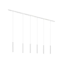 QAZQA Deckenstrahler|Aufbaustrahler*Modernes Schienensystem mit 6 weißen Pendelleuchten 1-phasig - Slimline Keno
