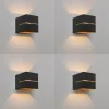QAZQA Schlafzimmerlampen|Küchenlampen*Modernes Set aus 4 Wandlampen in Schwarz mit Gold, 2-flammig – Transfer Groove
