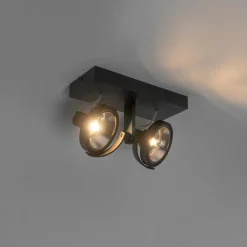 QAZQA Deckenstrahler|Aufbaustrahler*Modernes Spot Black 2-Licht - Master 111