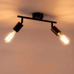 QAZQA Deckenstrahler|Aufbaustrahler*Modernes Spotschwarz 2-Licht verstellbar - Facil