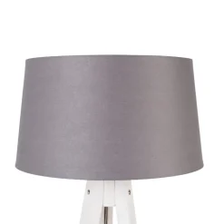 QAZQA Stehlampen|Wohnzimmerlampen*Modernes Stativ weiß mit Leinenschirm dunkelgrau 45 cm - Tripod Classic
