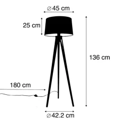 QAZQA Stehlampen|Wohnzimmerlampen*Modernes Stativ weiß mit Leinenschirm dunkelgrau 45 cm - Tripod Classic