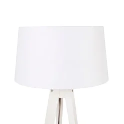 QAZQA Stehlampen|Wohnzimmerlampen*Modernes Stehlampenstativ weiß mit Leinenschirm weiß 45 cm - Tripod Classic