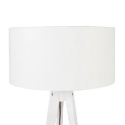 QAZQA Stehlampen|Wohnzimmerlampen*Modernes Stehlampenstativ weiß mit weißem Schirm 50 cm - Tripod Classic