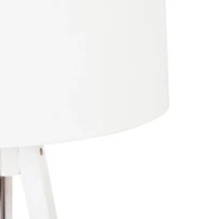 QAZQA Stehlampen|Wohnzimmerlampen*Modernes Stehlampenstativ weiß mit weißem Schirm 50 cm - Tripod Classic