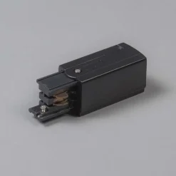 QAZQA Deckenstrahler|Aufbaustrahler*Netzteil für 3-Phasen-Schiene links schwarz - 3-phasig