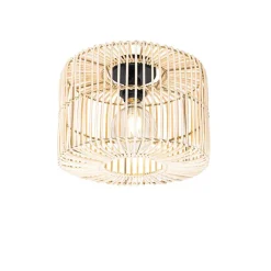 QAZQA Deckenleuchten|Wohnzimmerlampen*Orientale Deckenleuchte Schwarz mit Rattan - Maud
