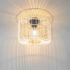 QAZQA Deckenleuchten|Wohnzimmerlampen*Orientale Deckenleuchte Schwarz mit Rattan - Maud
