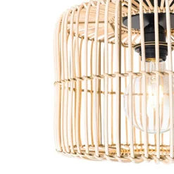 QAZQA Deckenleuchten|Wohnzimmerlampen*Orientale Deckenleuchte Schwarz mit Rattan - Maud