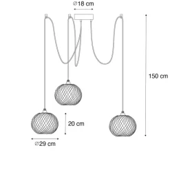 QAZQA Gartenbeleuchtung|Pendelleuchten Außen*Orientalische Außenhängelampe Bambus 3-flammig IP44 - Rafael