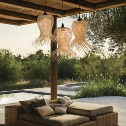 QAZQA Gartenbeleuchtung|Pendelleuchten Außen*Orientalische Außenhängelampe Bambus 3-flammig IP44 - Carlos