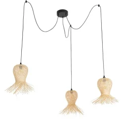 QAZQA Gartenbeleuchtung|Pendelleuchten Außen*Orientalische Außenhängelampe Bambus 3-flammig IP44 - Carlos