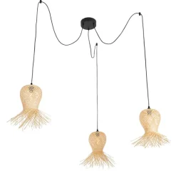 QAZQA Gartenbeleuchtung|Pendelleuchten Außen*Orientalische Außenhängelampe Bambus 3-flammig IP44 - Carlos