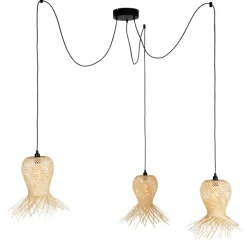 QAZQA Gartenbeleuchtung|Pendelleuchten Außen*Orientalische Außenhängelampe Bambus 3-flammig IP44 - Carlos