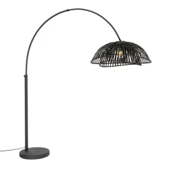 QAZQA Bogenlampen|Stehlampen*Orientalische Bogenlampe mit schwarzem Bambusschirm - Pua