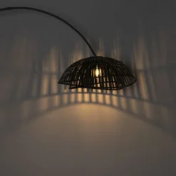 QAZQA Bogenlampen|Stehlampen*Orientalische Bogenlampe mit schwarzem Bambusschirm - Pua