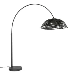 QAZQA Bogenlampen|Stehlampen*Orientalische Bogenlampe mit schwarzem Bambusschirm - Pua