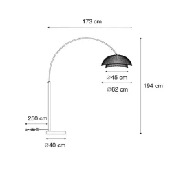 QAZQA Bogenlampen|Stehlampen*Orientalische Bogenlampe mit schwarzem Bambusschirm - Pua