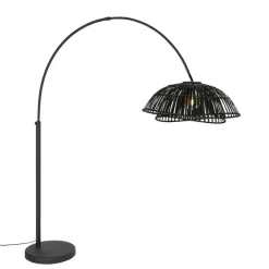 QAZQA Bogenlampen|Stehlampen*Orientalische Bogenlampe mit schwarzem Bambusschirm - Pua