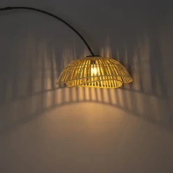 QAZQA Bogenlampen|Stehlampen*Orientalische Bogenlampe schwarz mit natürlichem Bambus - Pua
