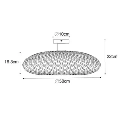 Kinder QAZQA Kinderzimmerlampen|Deckenleuchten*Orientalische Deckenlampe schwarzer Bambus 50 cm - Ostrava