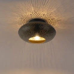 QAZQA Schlafzimmerlampen|Esszimmerlampen*Orientalische Deckenlampe schwarz mit Gold 25 cm - Radiance