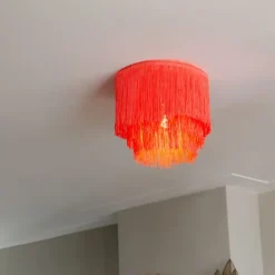 QAZQA Deckenleuchten|Wohnzimmerlampen*Orientalische Deckenlampe goldrosa Schirm mit Fransen - Franxa
