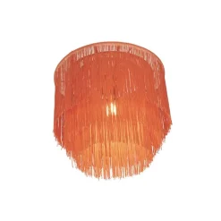 QAZQA Deckenleuchten|Wohnzimmerlampen*Orientalische Deckenlampe goldrosa Schirm mit Fransen - Franxa