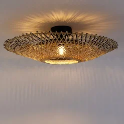 Kinder QAZQA Kinderzimmerlampen|Deckenleuchten*Orientalische Deckenlampe Rattan 50 cm - Rina