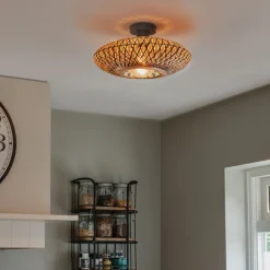 Kinder QAZQA Kinderzimmerlampen|Deckenleuchten*Orientalische Deckenlampe schwarzer Bambus 40 cm - Ostrava