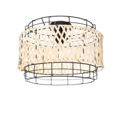 Kinder QAZQA Kinderzimmerlampen|Deckenleuchten*Orientalische Deckenlampe schwarz mit Bambus - Irena