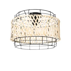 Kinder QAZQA Kinderzimmerlampen|Deckenleuchten*Orientalische Deckenlampe schwarz mit Bambus - Irena