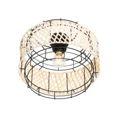 Kinder QAZQA Kinderzimmerlampen|Deckenleuchten*Orientalische Deckenlampe schwarz mit Bambus - Irena