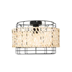 Kinder QAZQA Kinderzimmerlampen|Deckenleuchten*Orientalische Deckenlampe schwarz mit Bambus - Irena