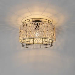 Kinder QAZQA Kinderzimmerlampen|Deckenleuchten*Orientalische Deckenlampe schwarz mit Bambus - Irena