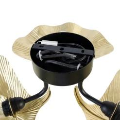 QAZQA Küchenlampen|Deckenleuchten*Orientalische Deckenleuchte aus Messing mit schwarzem 3-Licht - Louka