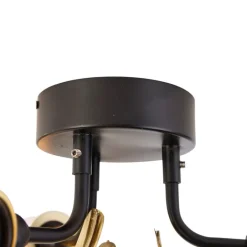 QAZQA Küchenlampen|Deckenleuchten*Orientalische Deckenleuchte aus Messing mit schwarzem 3-Licht - Louka